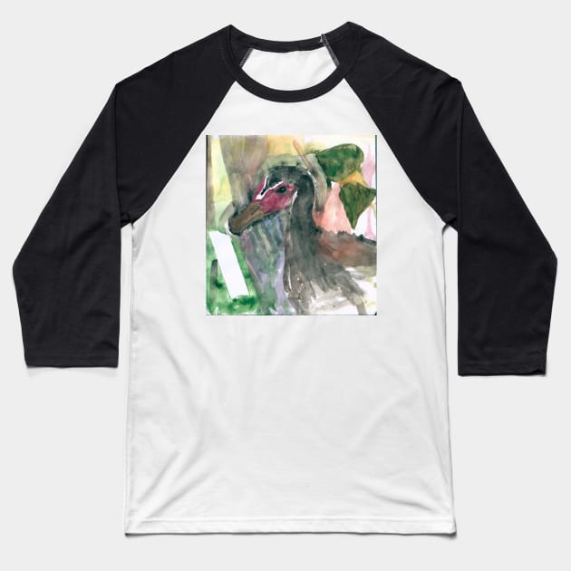 MAGGIE the duck watercolor Baseball T-Shirt by anuvisculture